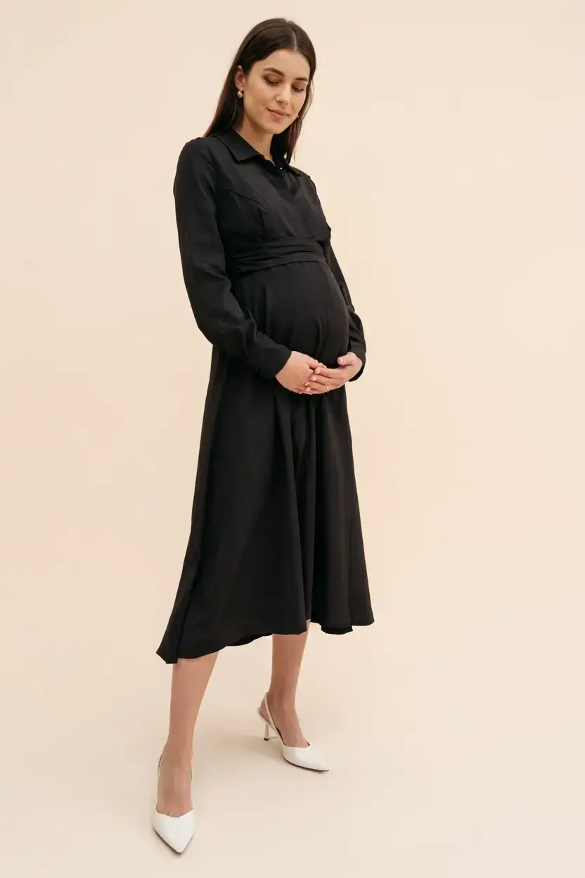 Stylish pregnancy outfits 2026 Classic Black with Refined Grace