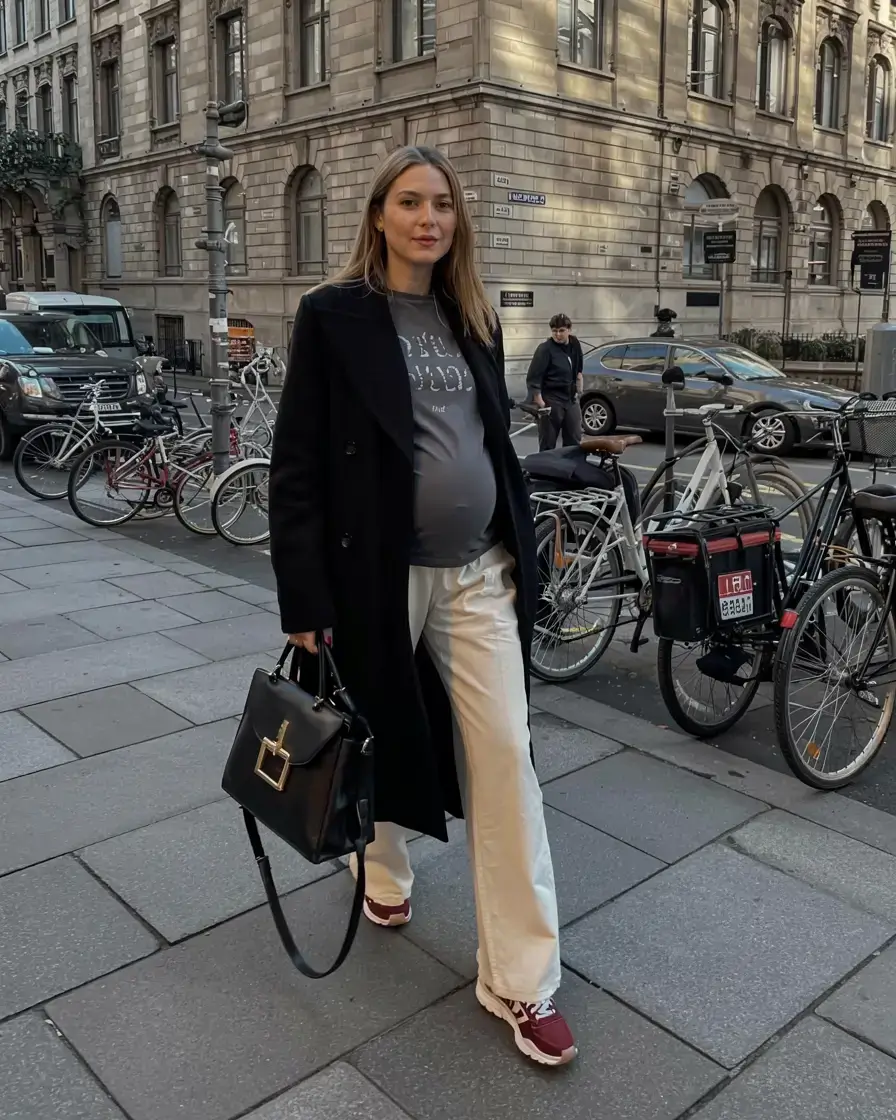 Stylish pregnancy outfits 2026 Urban Edge with a Cozy Twist