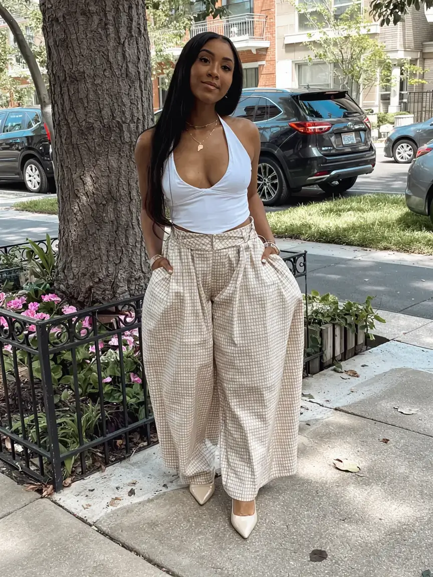 summer outfits for Black women 2026 Structured Play with Geometry