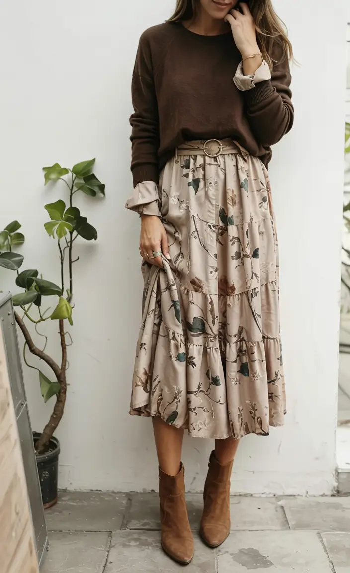 Sweater outfit inspiration 2026 Earthy Elegance With a Touch of Romance