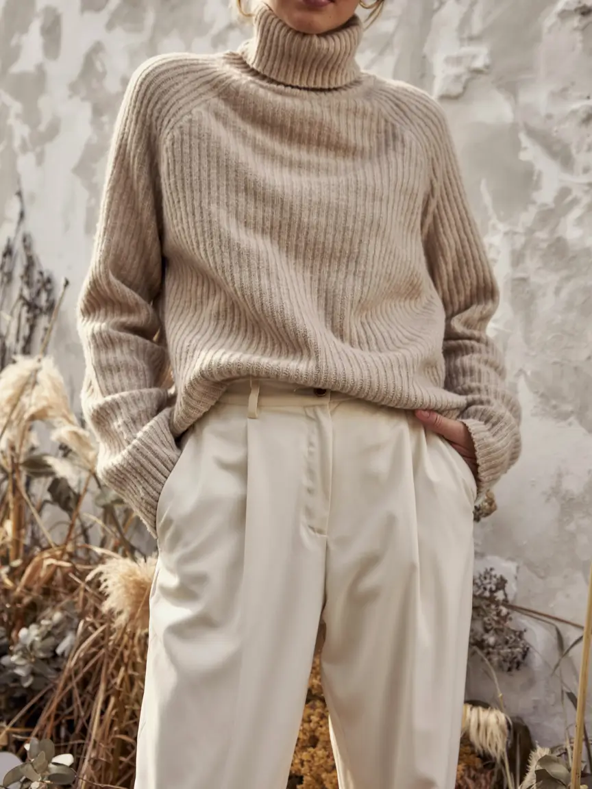 Sweater outfit inspiration 2026 Warm Neutrals With Tailored Winter Lightness