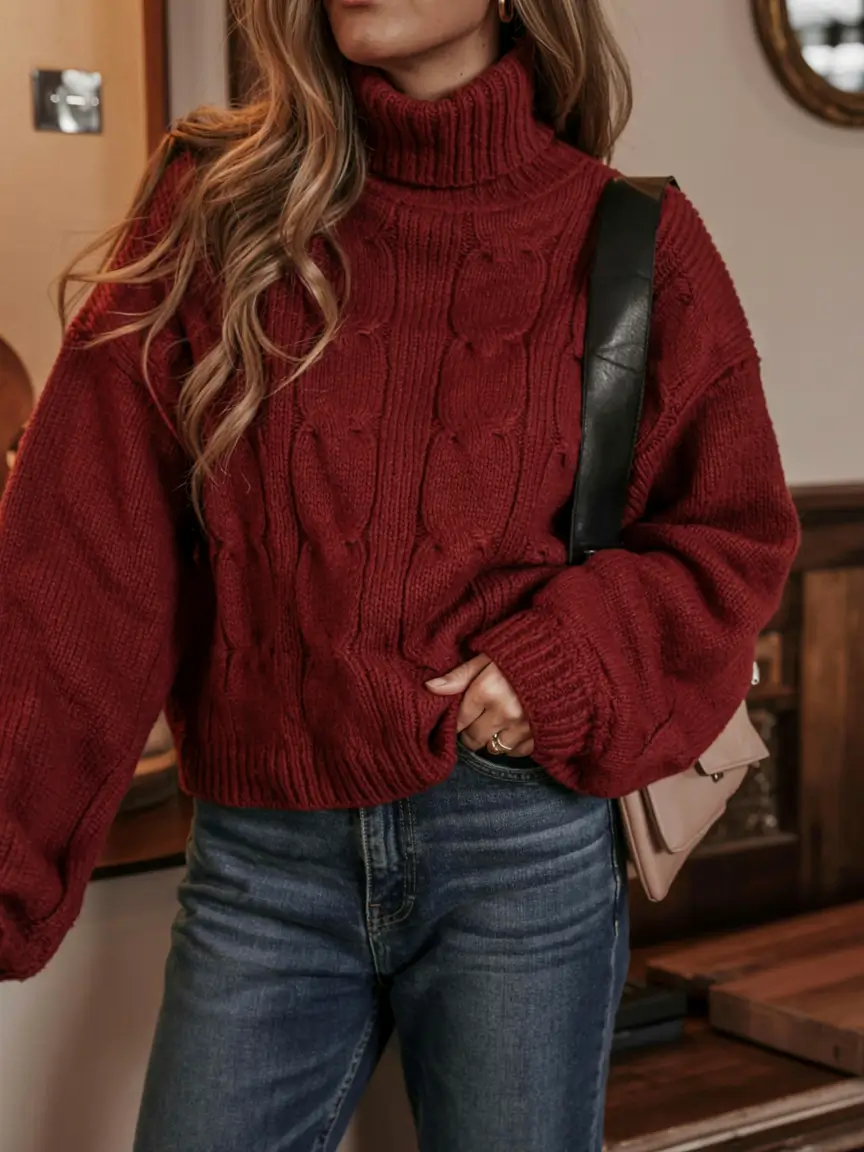Sweater outfit inspiration 2026 Warm Berry Tones for Cozy Evenings