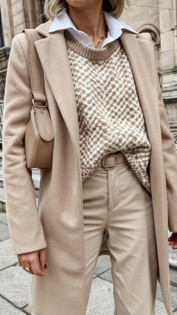 Sweater outfit inspiration 2026 Elevated Creams in a Soft City Palette