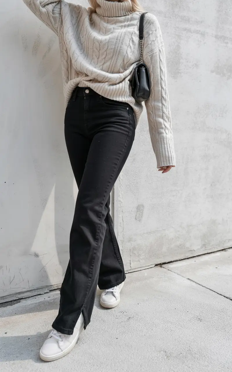 Sweater outfit inspiration 2026 Cozy Elevation With a High Turtleneck