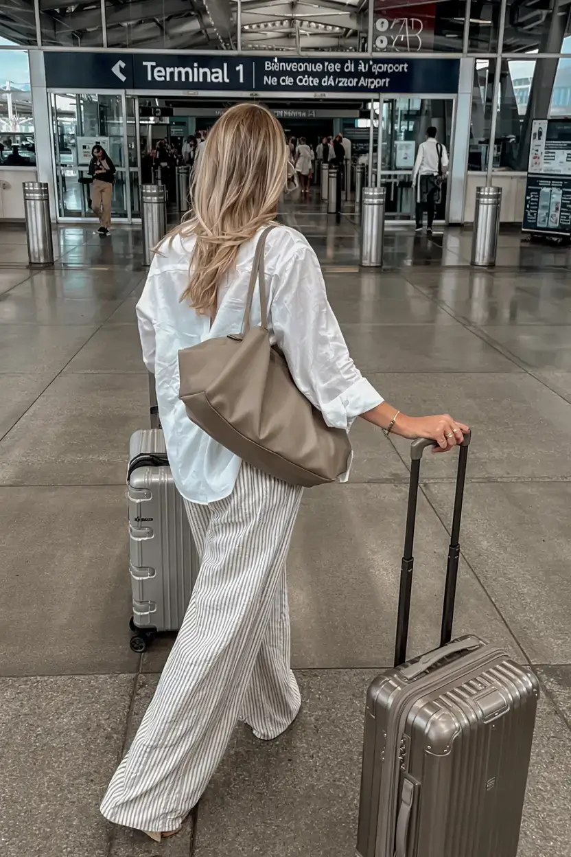 Travel outfit ideas 2026 Striped Soft Lines and Airport Ease