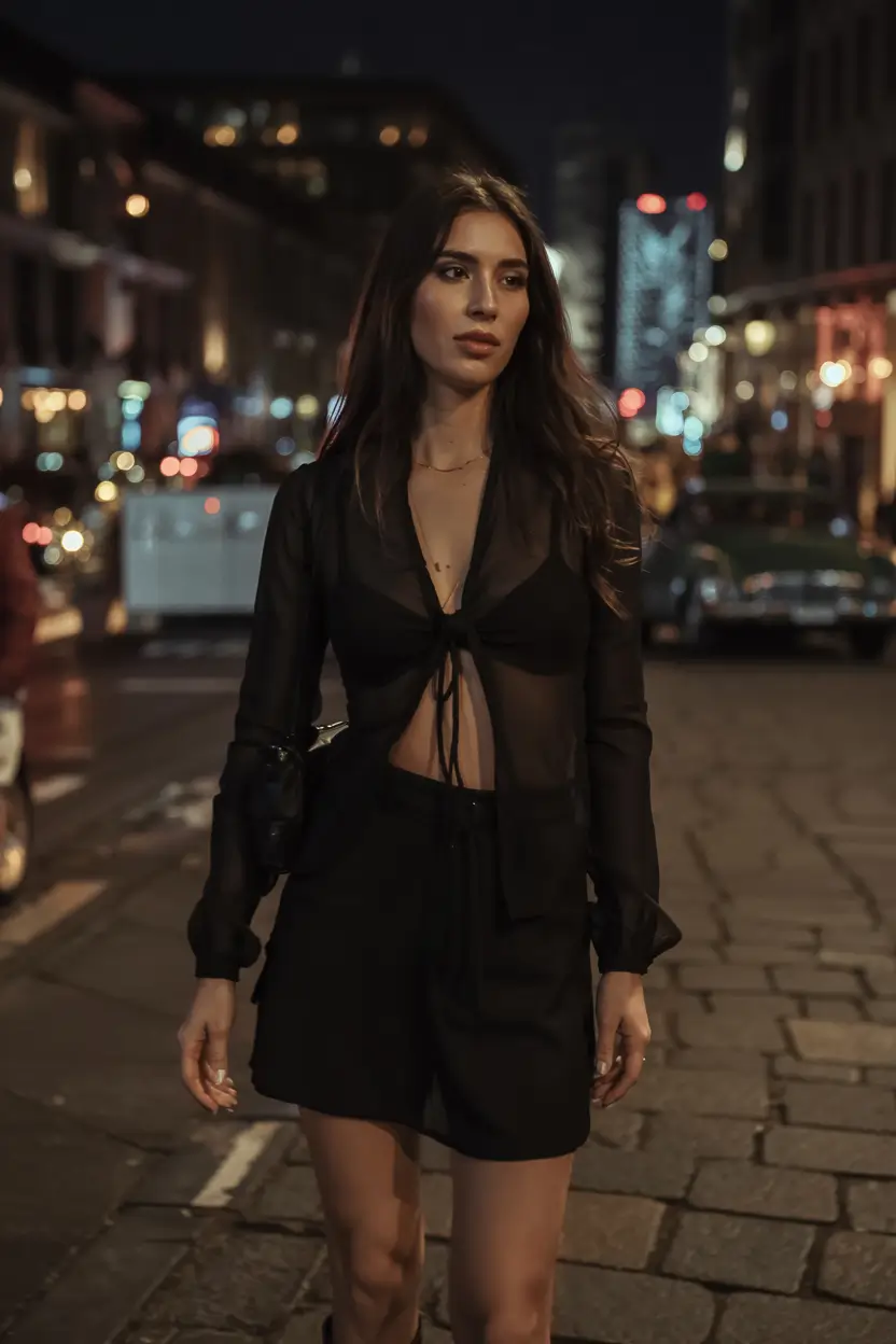 Trendy going out outfits 2026 Midnight Allure: Sheer Confidence Redefined