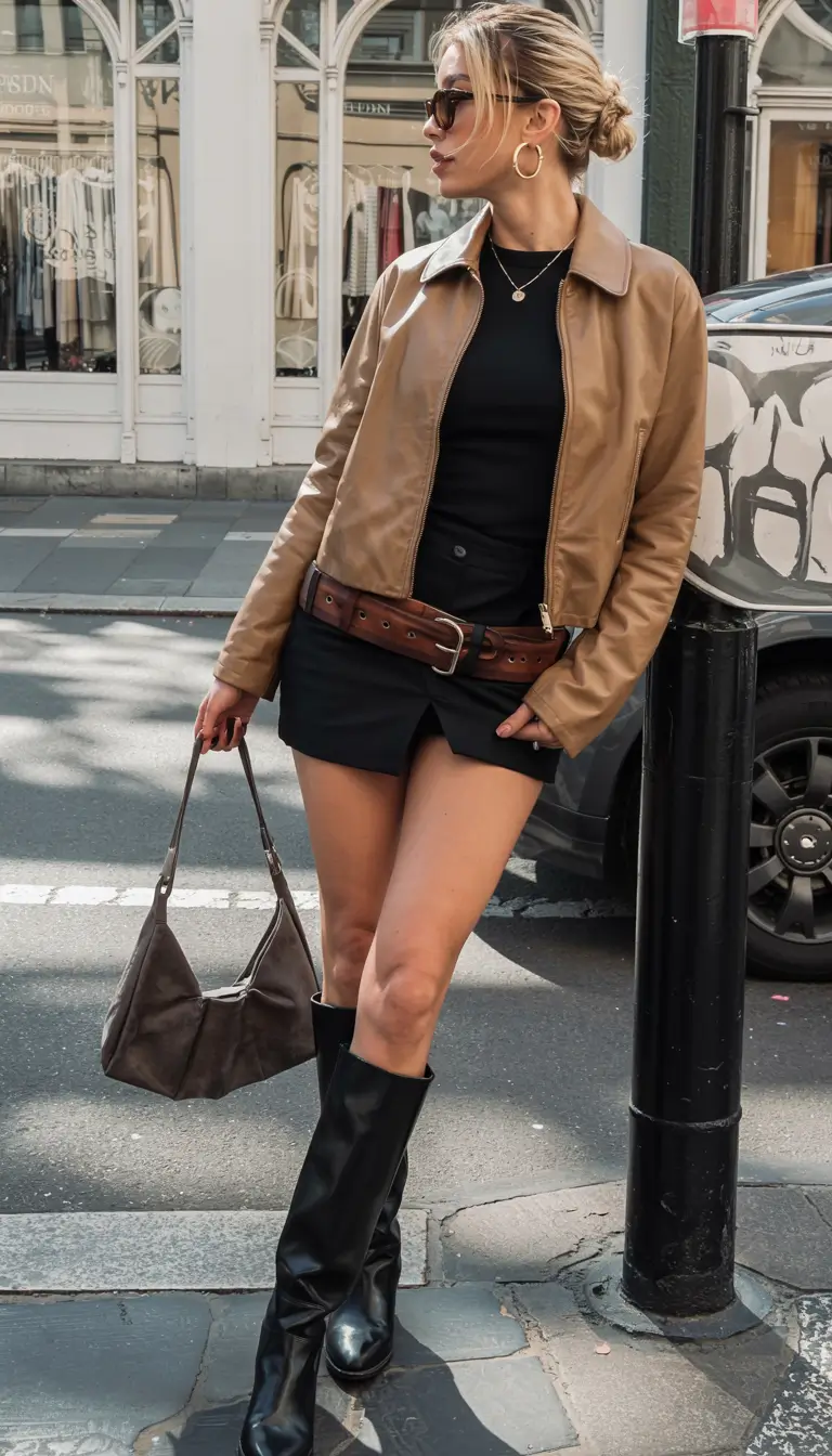 Trendy going out outfits 2026 Café Edge: Warm Leather and Street Attitude