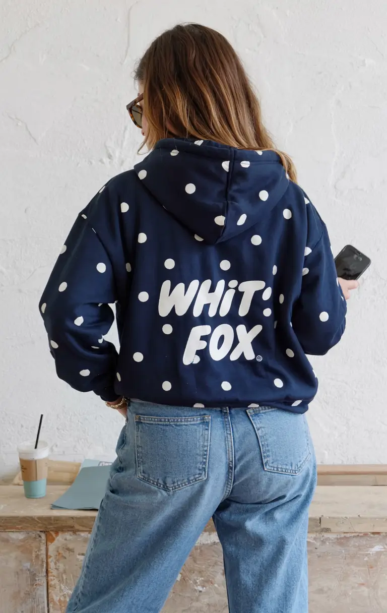 Trendy hoodie outfits 2026 Navy Dots With a Playful Retro Twist