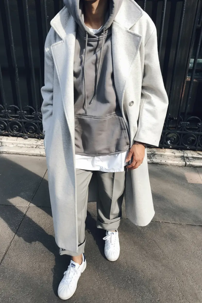 Trendy hoodie outfits 2026 Layered Urban Neutral Layers