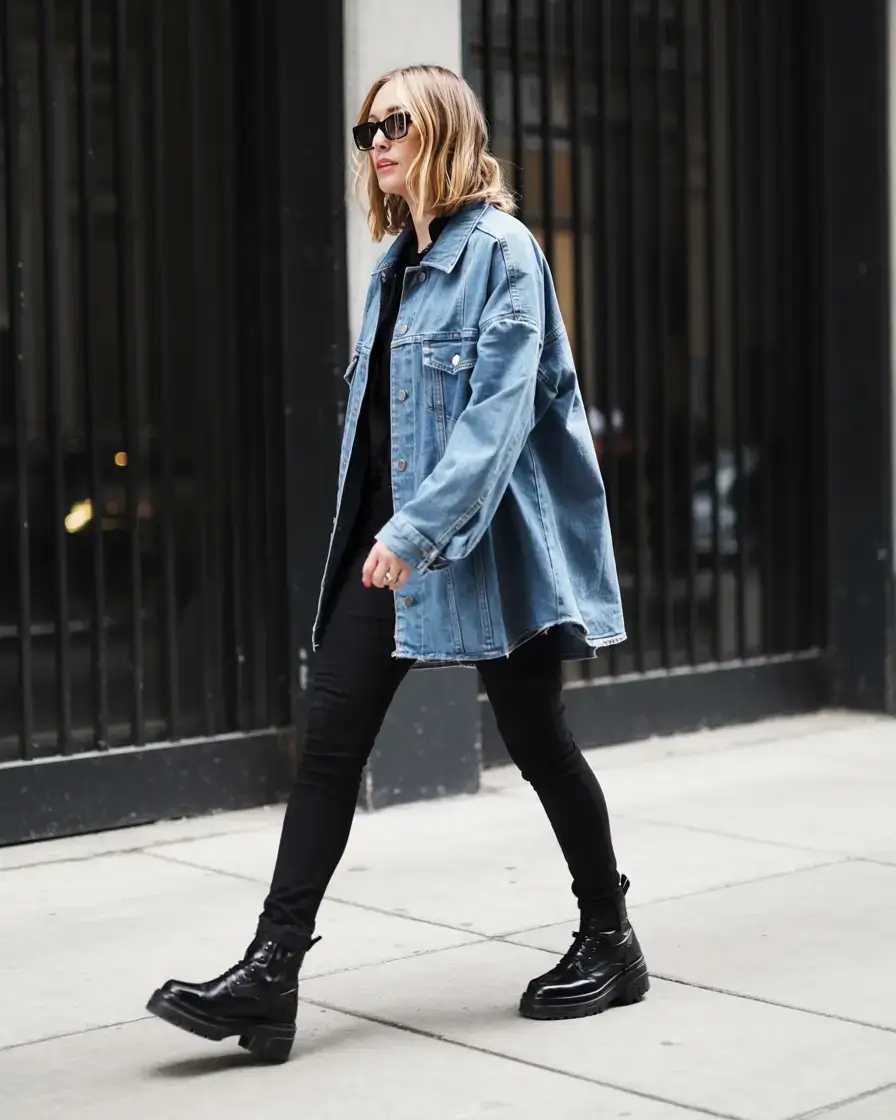 Trendy legging outfits 2026 Denim Contrast Power