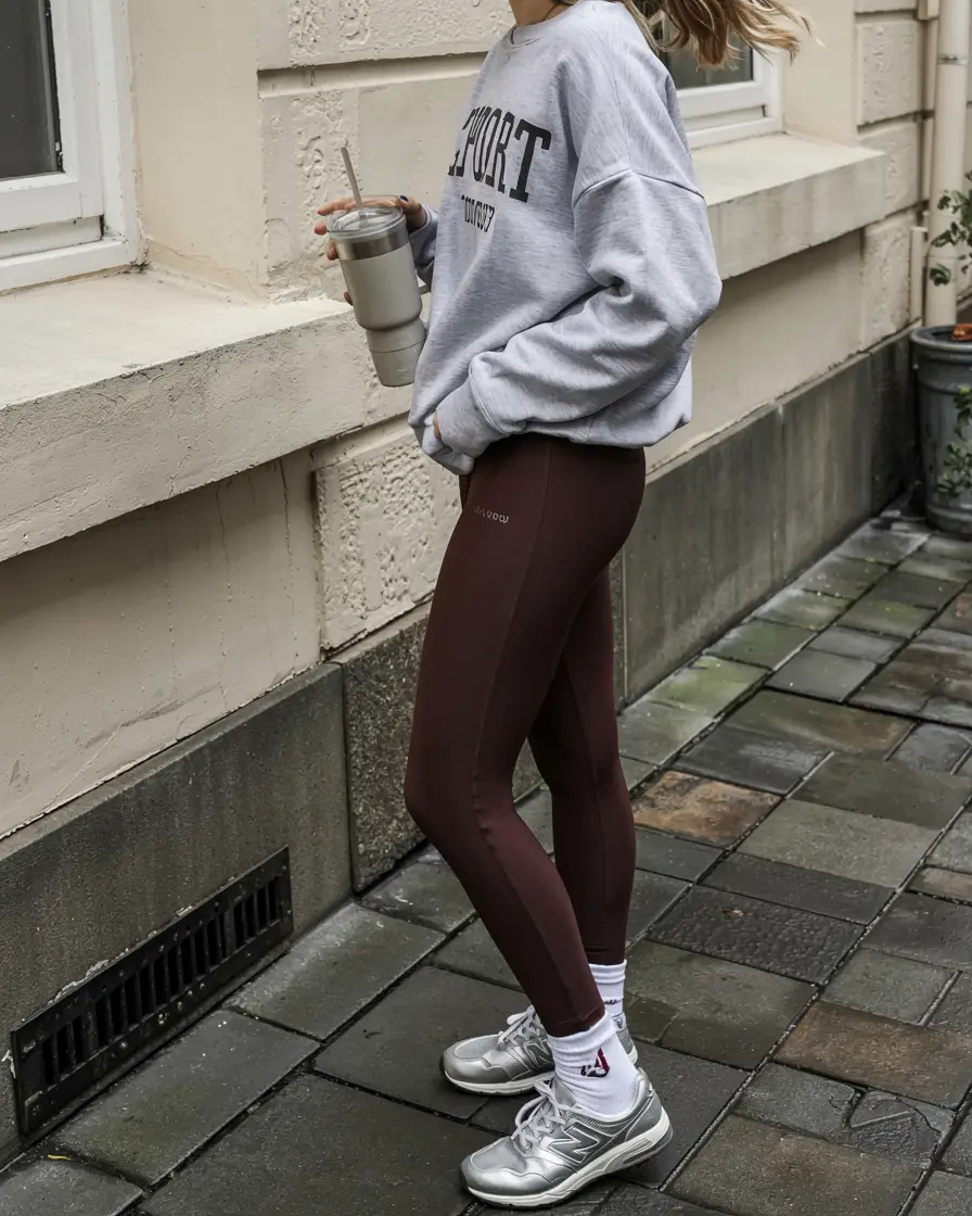 Trendy legging outfits 2026 Effortless Coffee Run