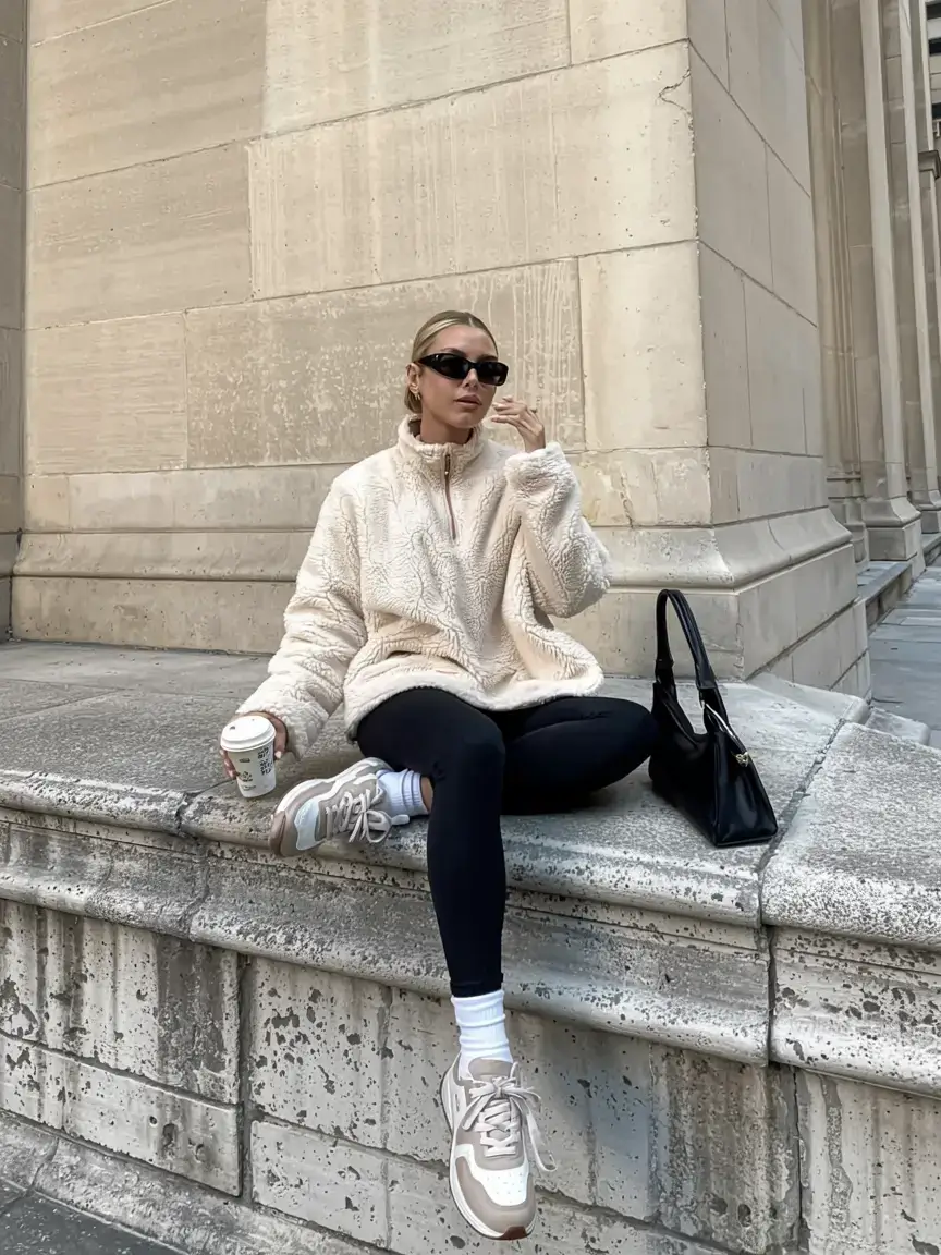 Trendy legging outfits 2026 Soft Neutrals and City Chill