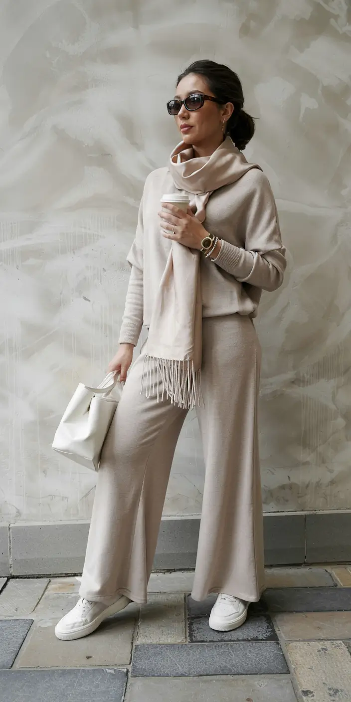 trendy outfits for women 2026 Soft Monochrome Loungewear With Luxe Details