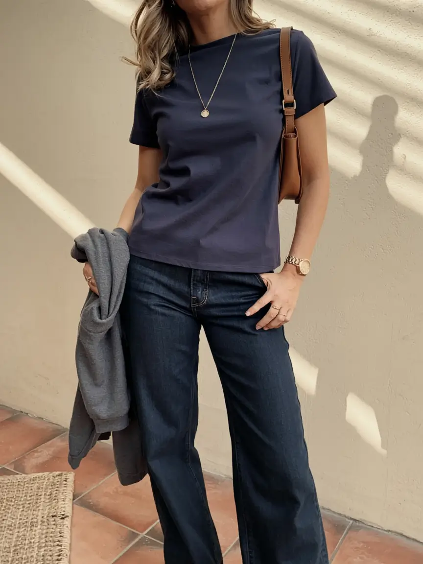 trendy outfits for women 2026 Classic Dark Denim With Everyday Simplicity