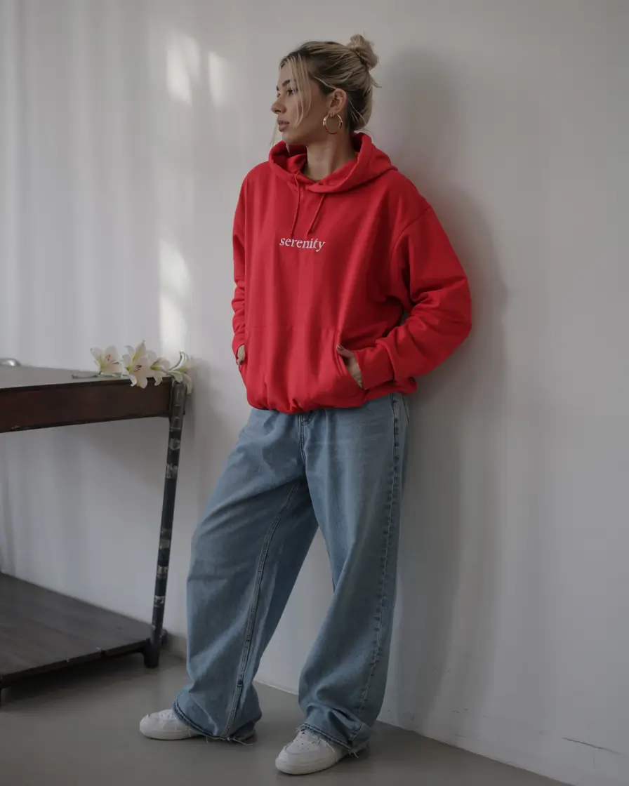 trendy outfits for women 2026 Bold Hoodie Energy Meets Oversized Denim