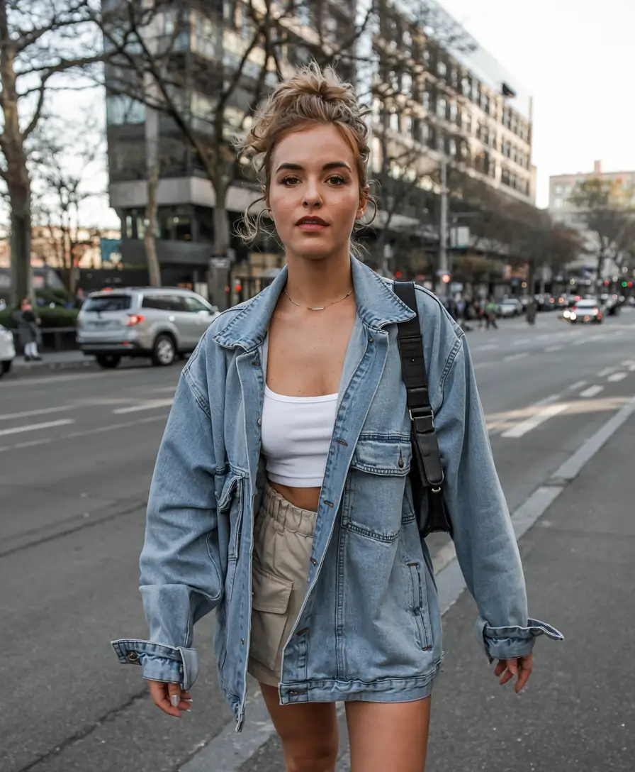 trendy outfits for women 2026 Soft Denim Layers With an Athletic Edge