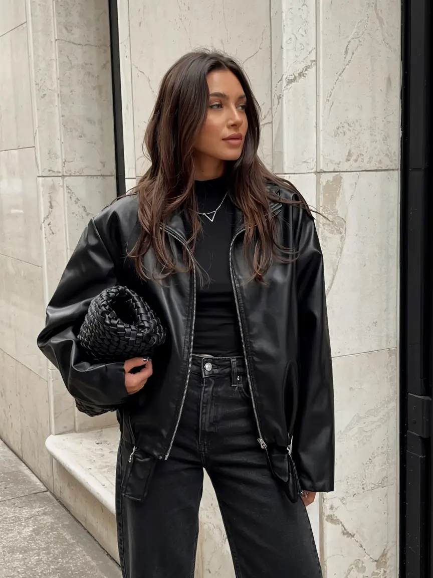 trendy outfits for women 2026 Black-on-Black With a Subtle Edge