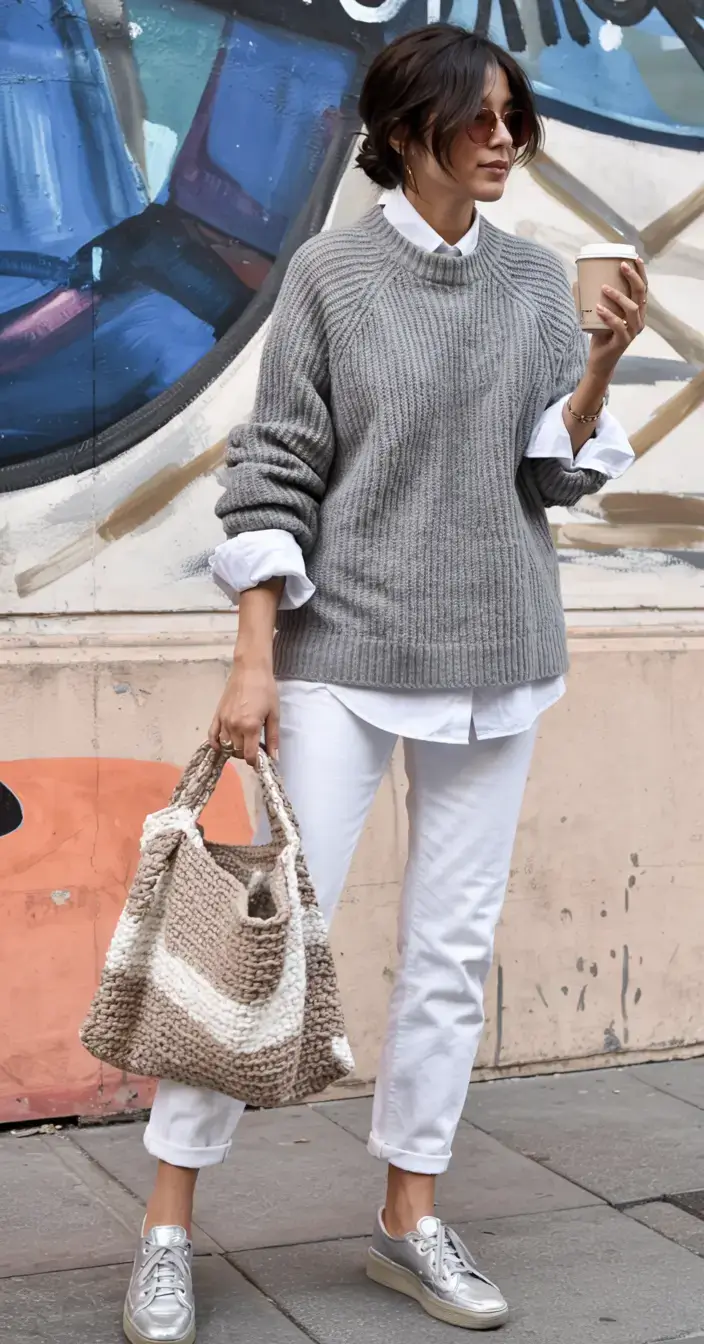 Trendy outfits for women over 40 in 2026 Gray Elegance Weekend Sophistication in Motion