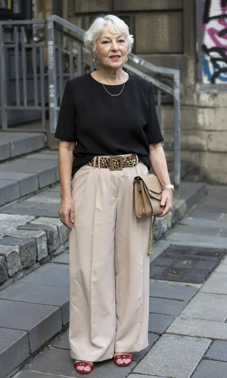 trendy outfits for women over 50 in 2026 Grace and Edge Neutrals with a Pop