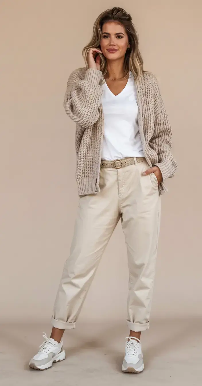 trendy outfits for women over 50 in 2026 Cozy Neutrals with Laid-Back Spirit