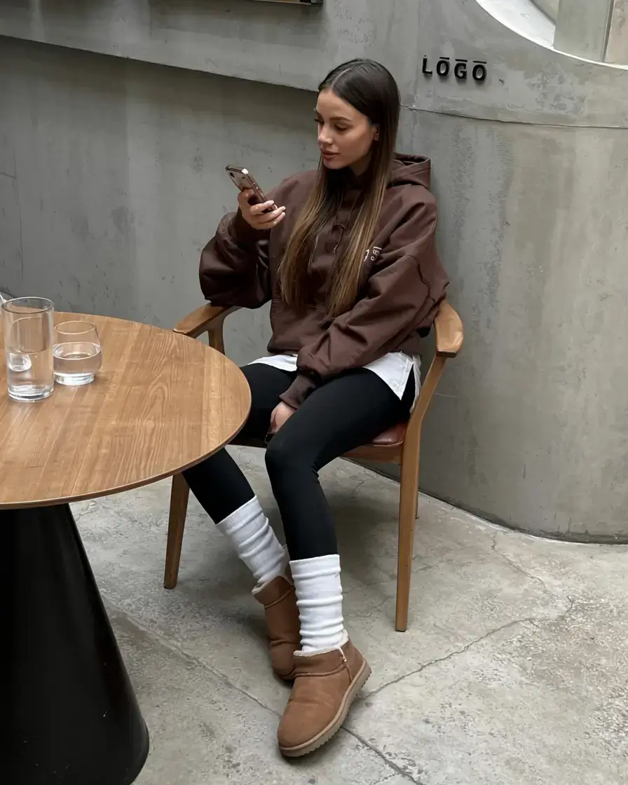 Ugg outfit ideas 2026 Chocolate Streetwear with Retro Influence