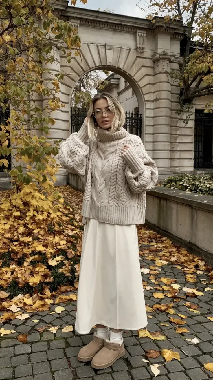 Ugg outfit ideas 2026 Romantic Layers in Winter Whites