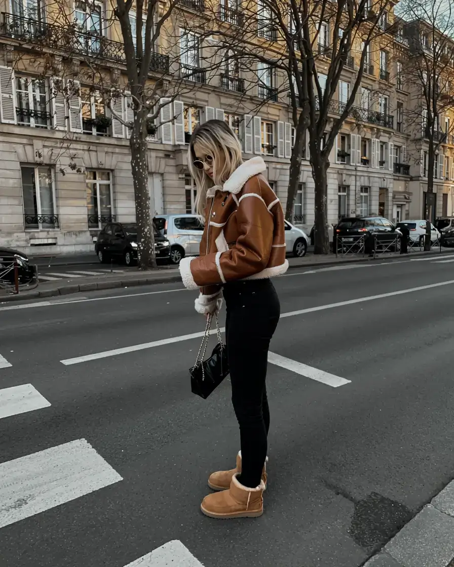 Ugg outfit ideas 2026 Shearling Power Meets Street Edge
