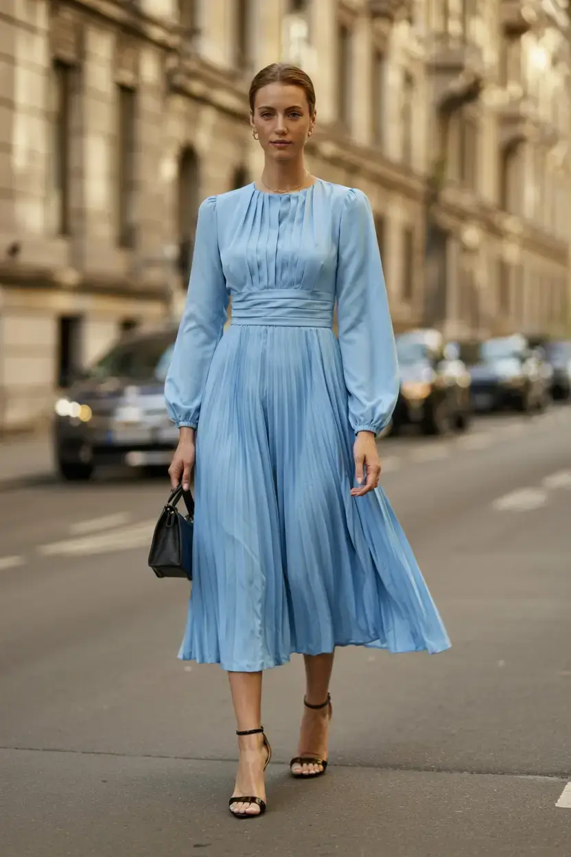 Wedding guest outfit ideas 2026 Powder Blue Modern Romance