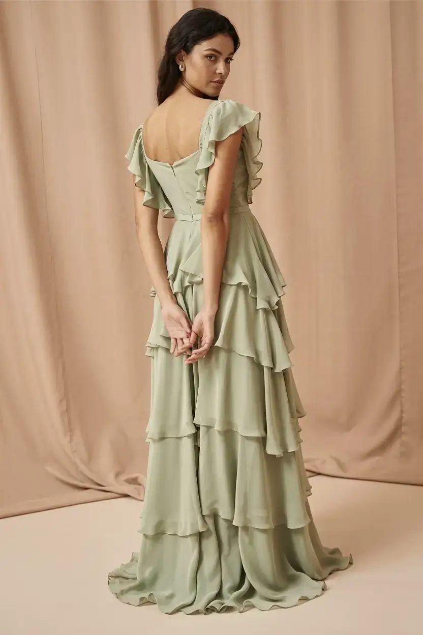 Wedding guest outfit ideas 2026 Moss Green Ruffle Reverie