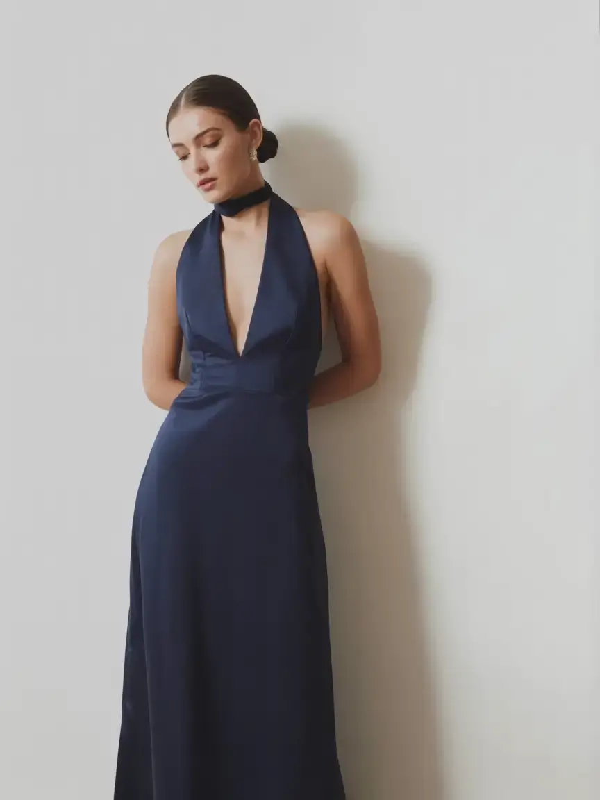 Wedding guest outfit ideas 2026 Midnight Halter Glamour
