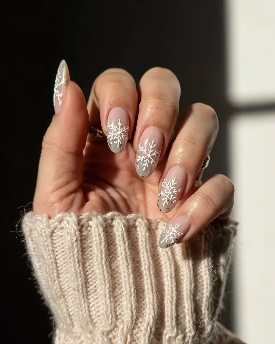 white christmas nails ideas 2025 Whispering Snow