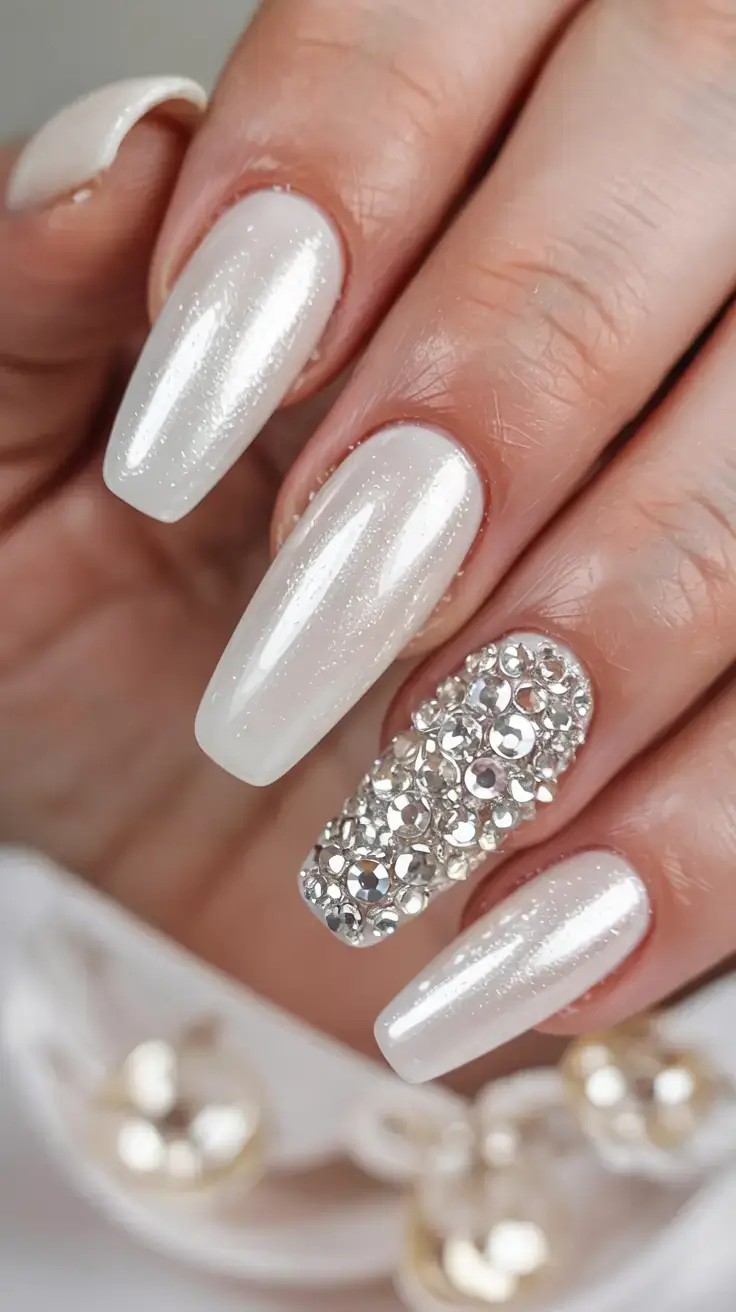 white christmas nails ideas 2025 Crystal Velvet Elegance