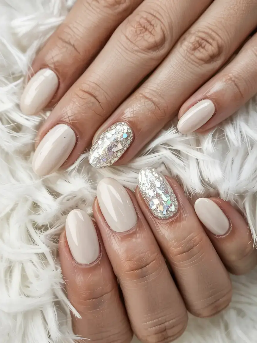 white christmas nails ideas 2025 Glazed Sugar Pearl