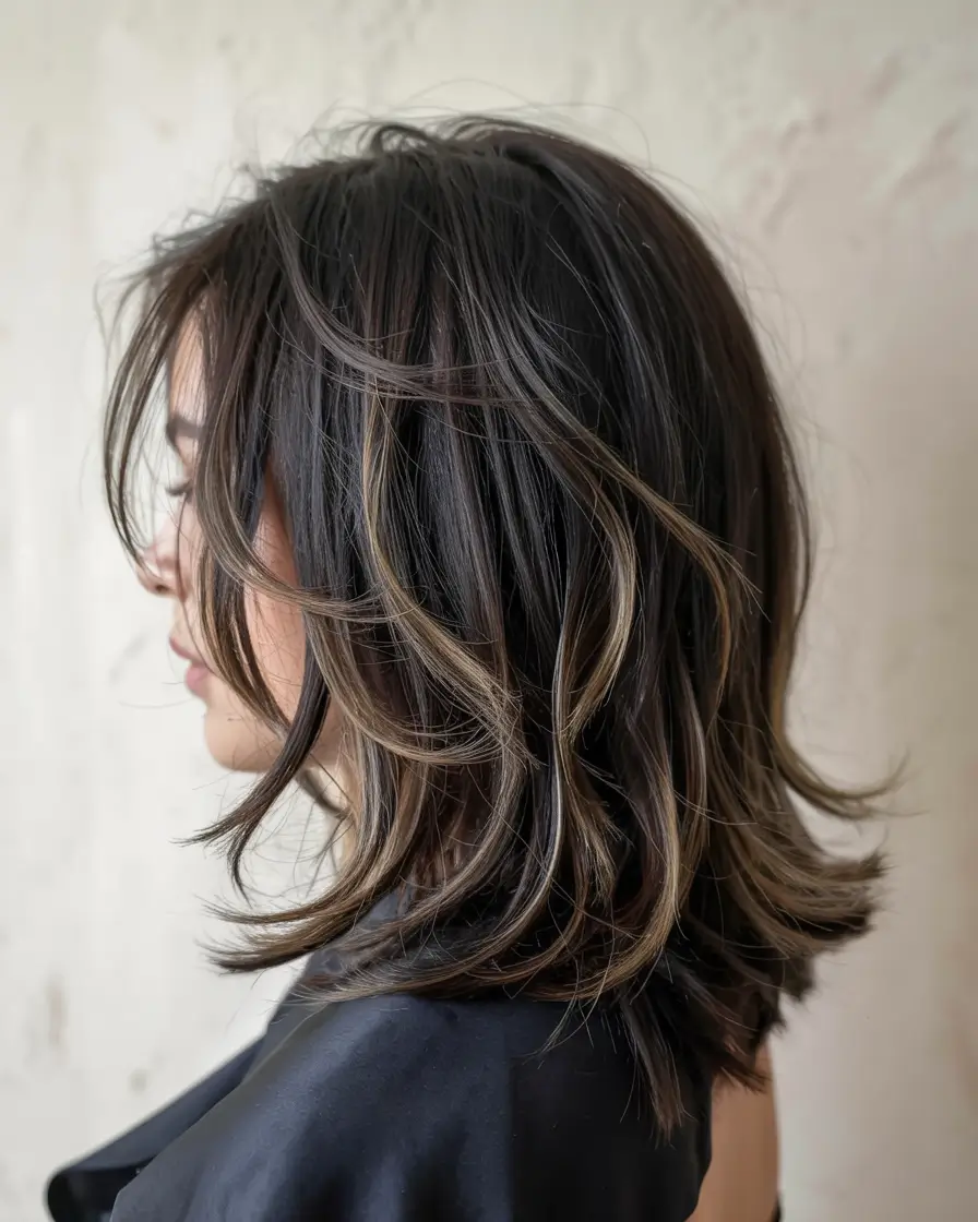 wolf haircut ideas 2026 Mid-Length Flick with Dimensional Highlights