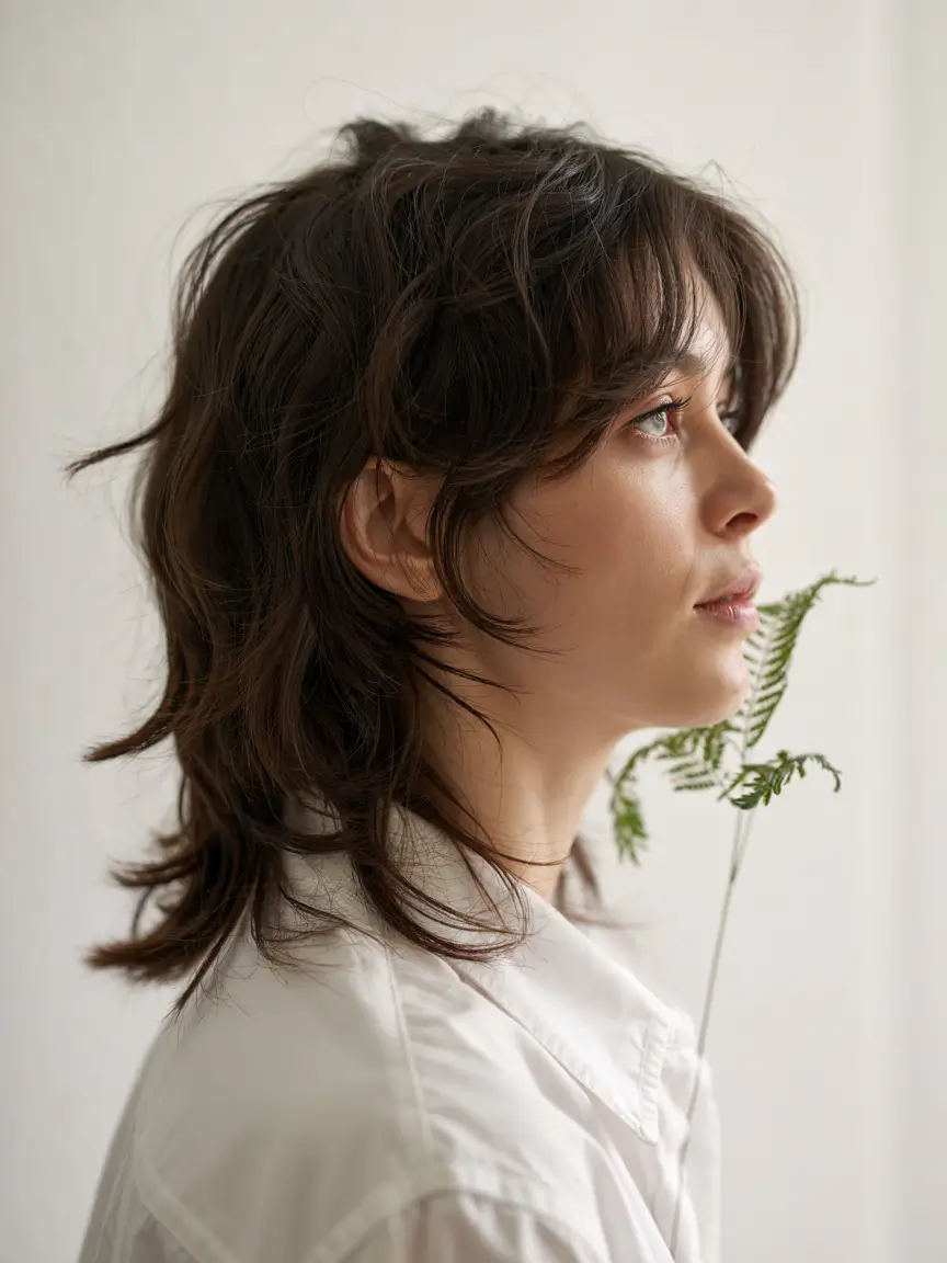 wolf haircut ideas 2026 Botanical Texture Mullet