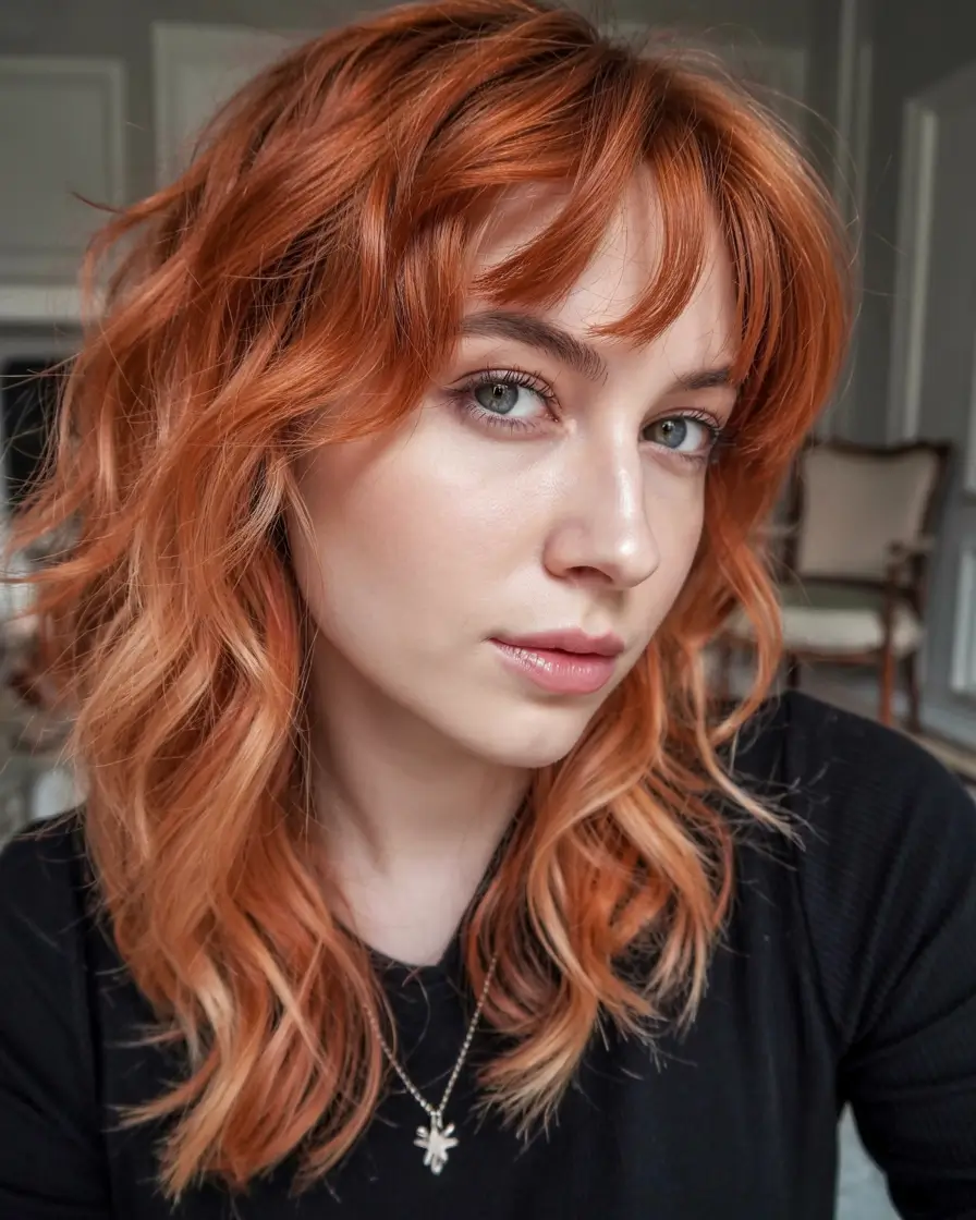 wolf haircut ideas 2026 Copper Flame Shag