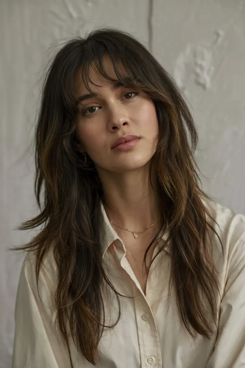wolf haircut ideas 2026 Undone Layers with Romantic Length
