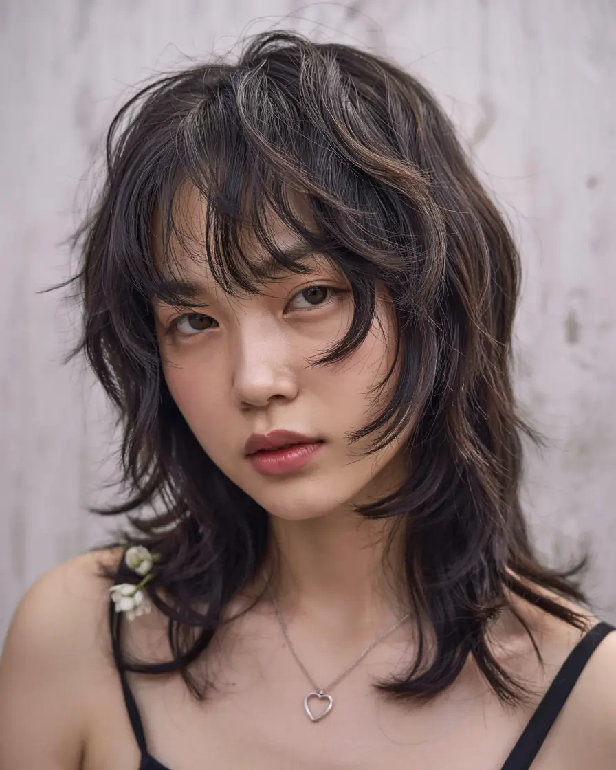 wolf haircut ideas 2026 Messy Fringe & Textured Volume
