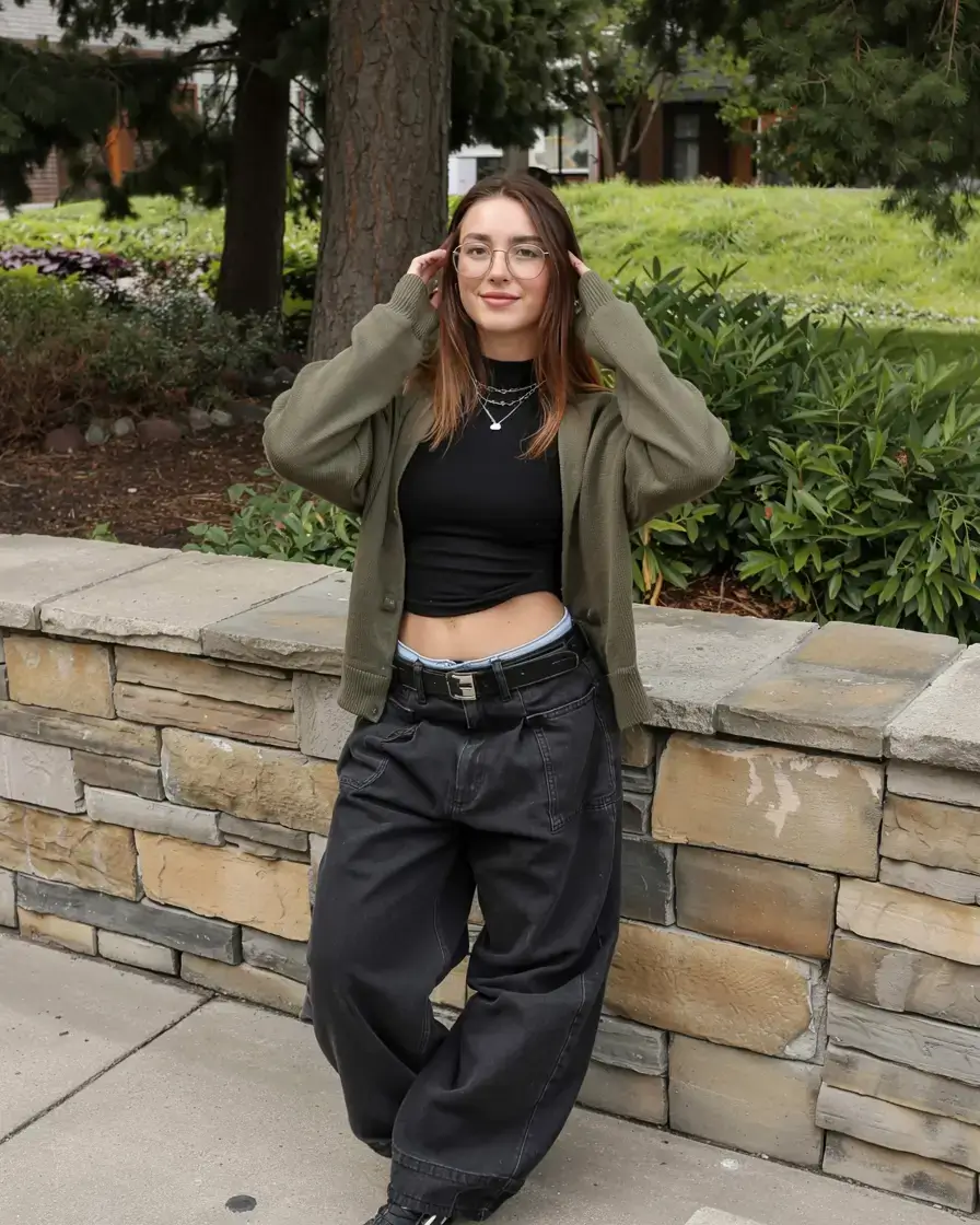 y2k outfits ideas 2026 Casual Confidence in Olive and Black