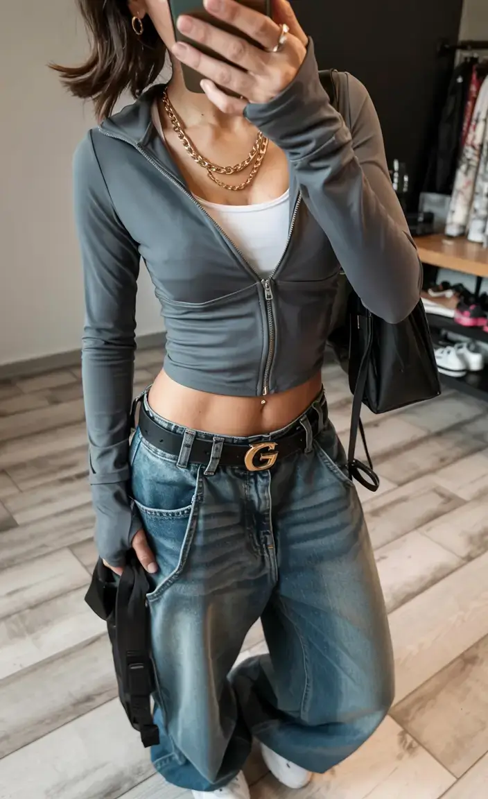 y2k outfits ideas 2026 Monochrome Edge