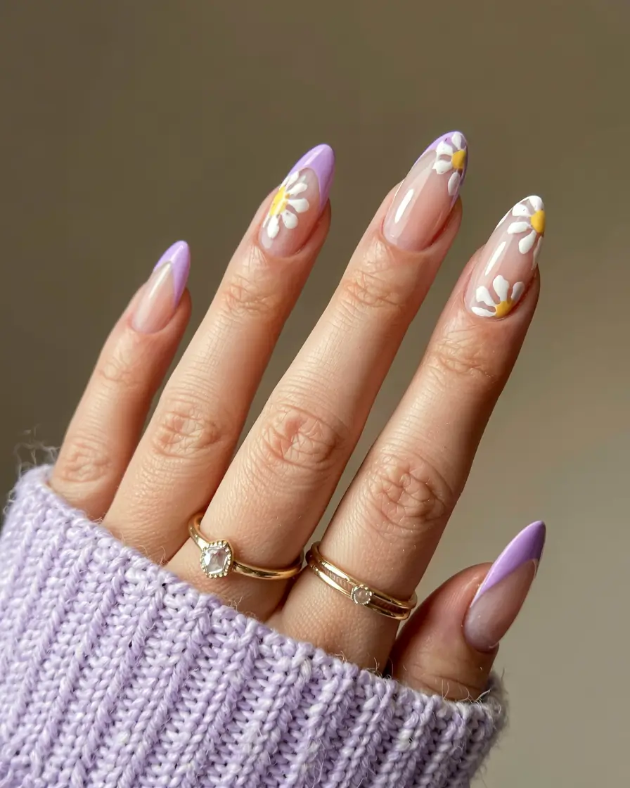 acrylic nails 2026 Pastel Petals with Lavender French