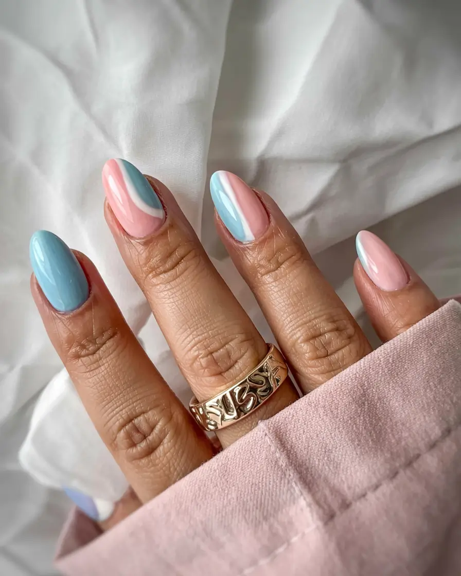 acrylic nails 2026 Half-Moon Duo Pastels