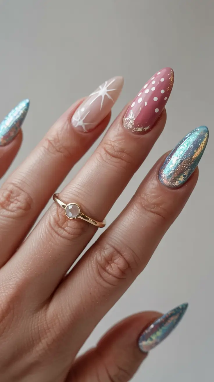 acrylic nails 2026 Mixed Texture Galaxy Pop