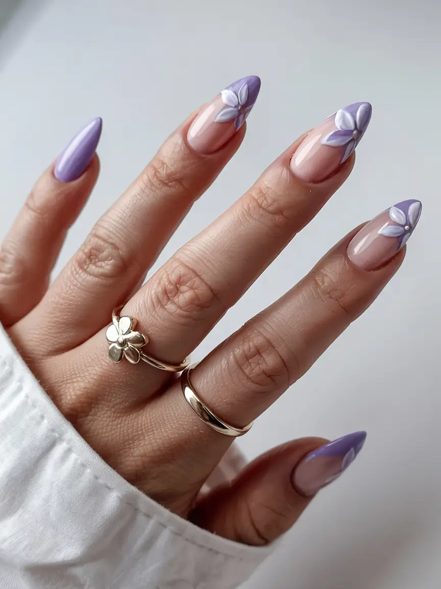 acrylic nails 2026 Violet Petal Accents