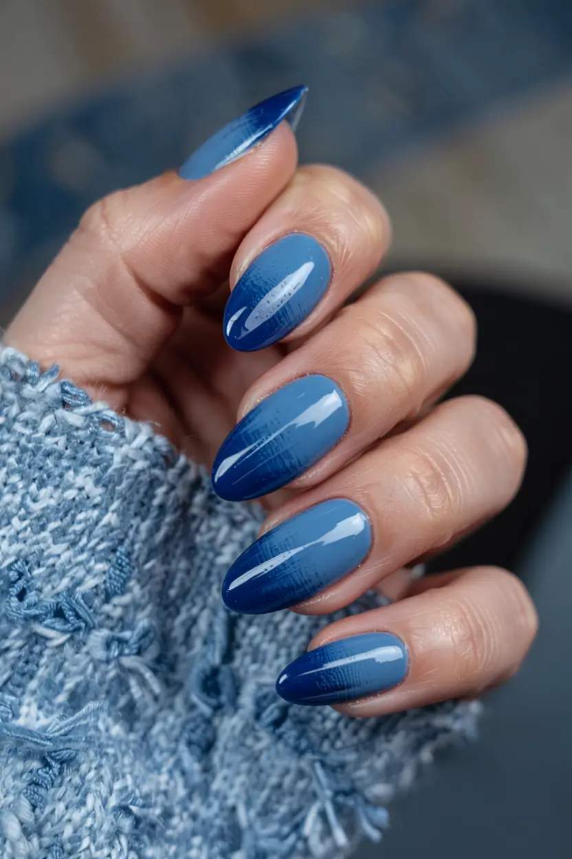 acrylic nails 2026 Indigo Gradient with Texture Fade