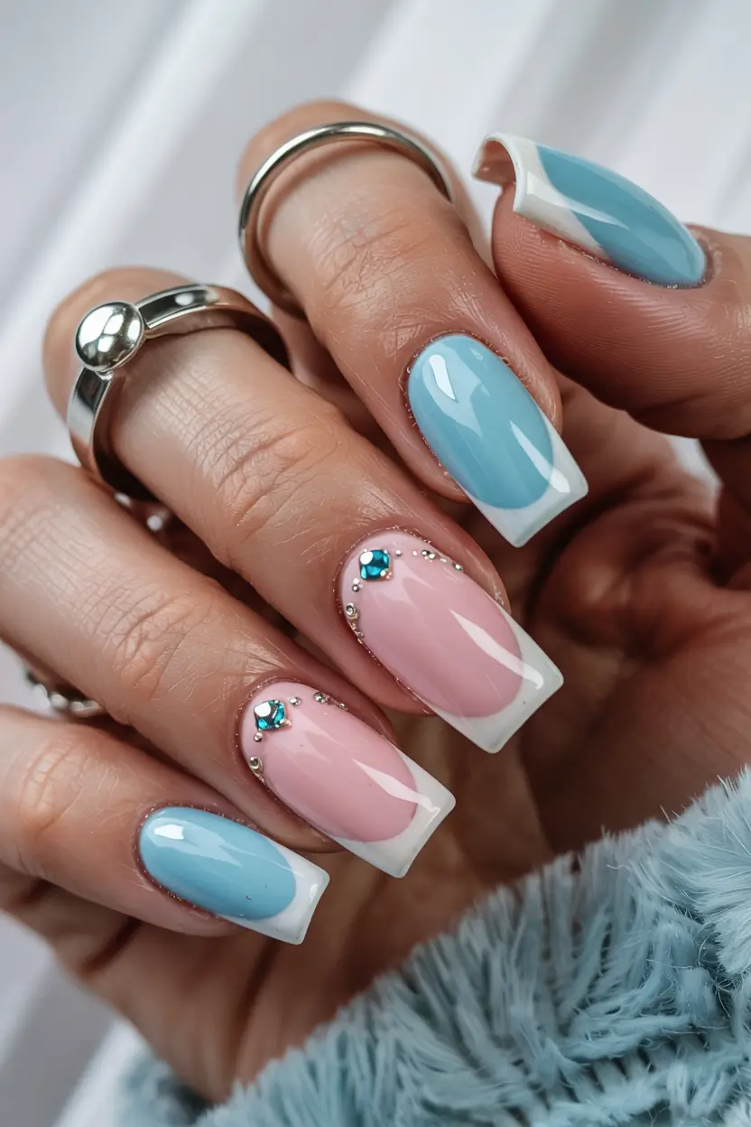 acrylic nails 2026 Pastel Pop French Remix