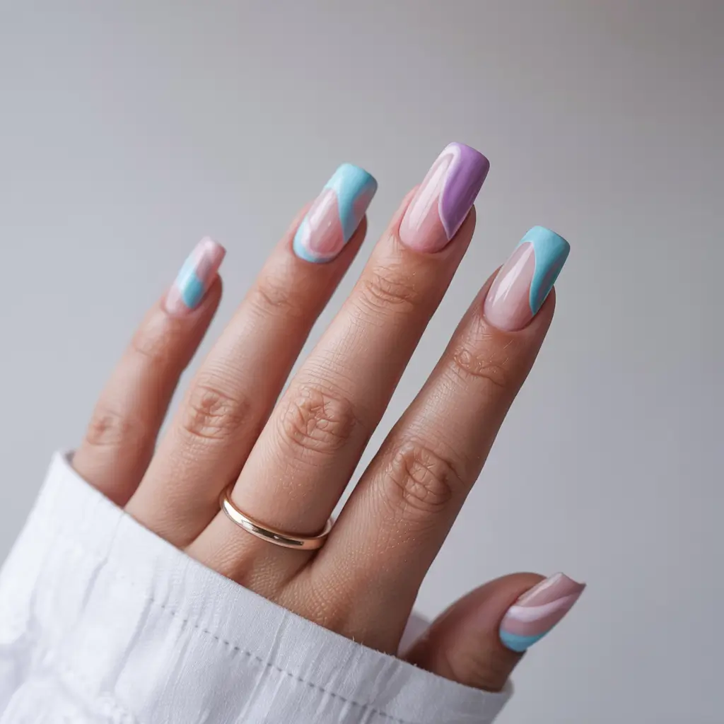 acrylic nails 2026 Pops of Pastel Geometry
