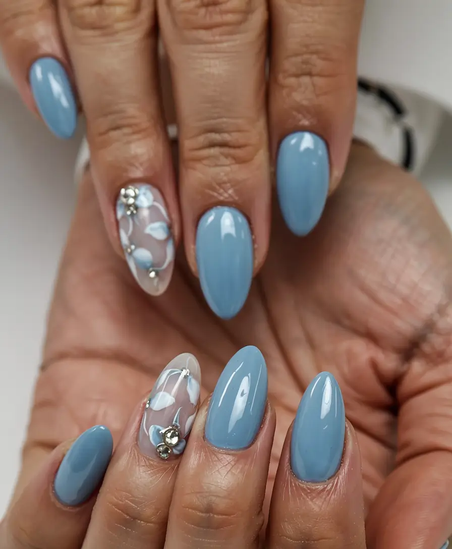 acrylic nails 2026 Sky Petals & Crystals