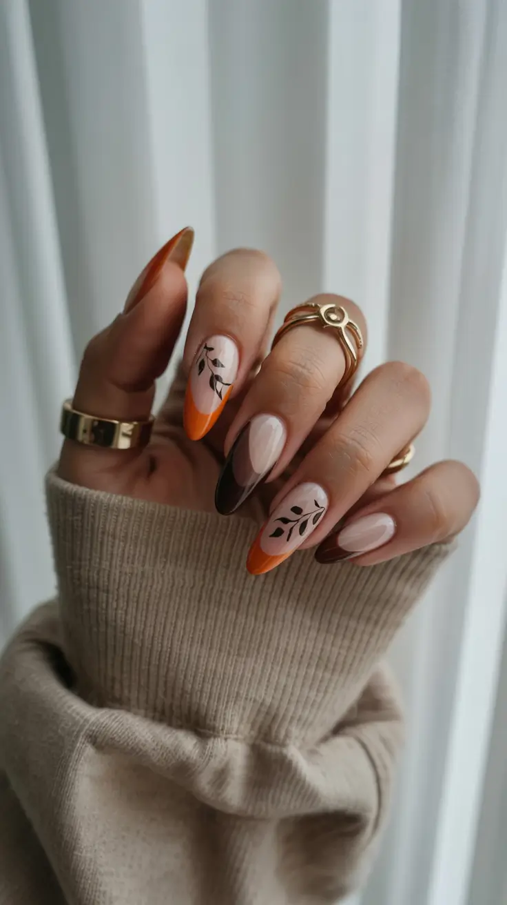 almond nails 2026 Burnt Orange Botanicals