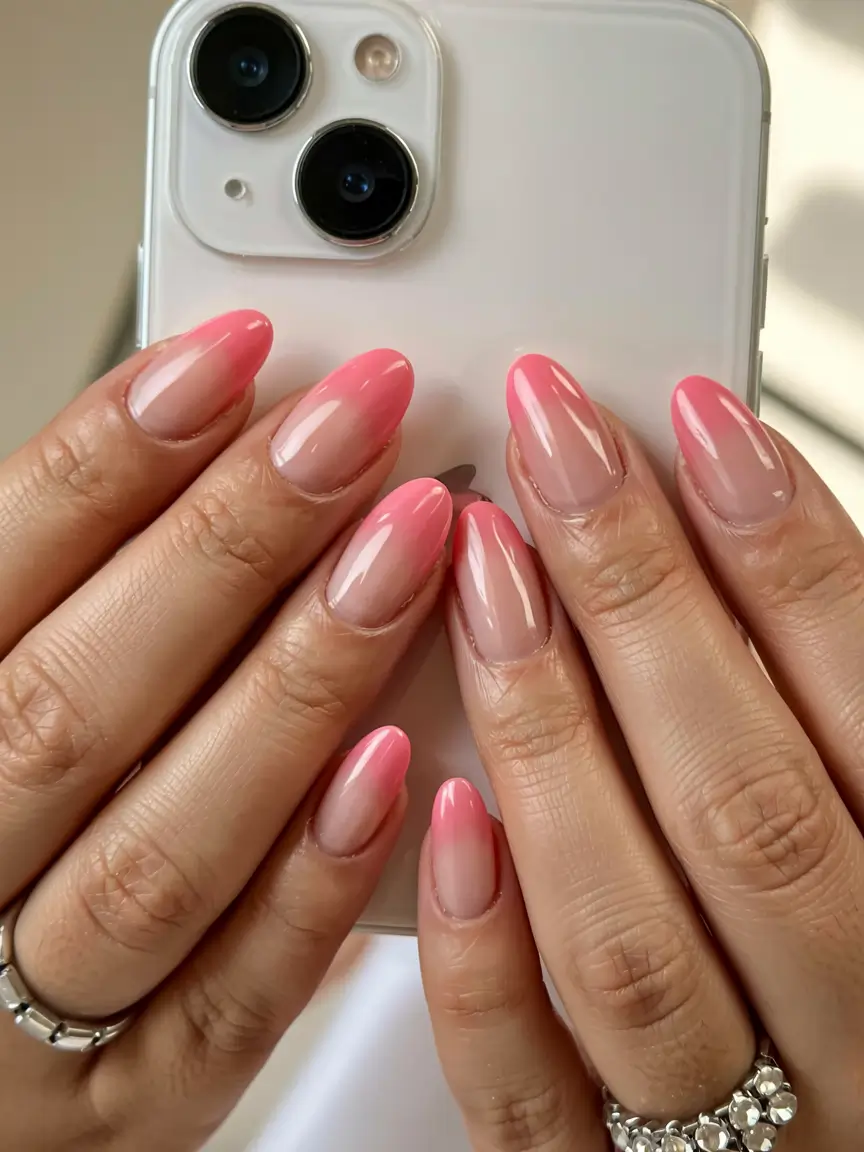 aura nails 2026 Pink Pulse: Baby Blush Fade